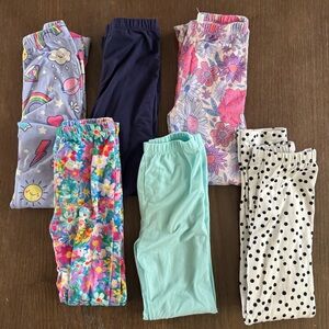 Bundle of 6 Mila and Rose leggings- Floral, Polka Dot & Pastel Mix - size 5/6